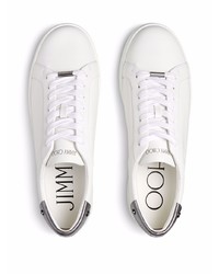 weiße Leder niedrige Sneakers von Jimmy Choo