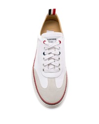weiße Leder niedrige Sneakers von Thom Browne