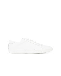 weiße Leder niedrige Sneakers von Saint Laurent