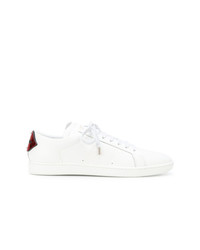 weiße Leder niedrige Sneakers von Saint Laurent