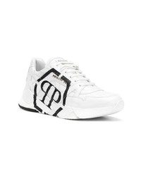 weiße Leder niedrige Sneakers von Philipp Plein