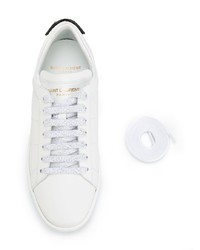 weiße Leder niedrige Sneakers von Saint Laurent