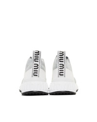 weiße Leder niedrige Sneakers von Miu Miu