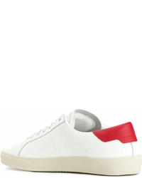 weiße Leder niedrige Sneakers von Saint Laurent