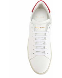 weiße Leder niedrige Sneakers von Saint Laurent