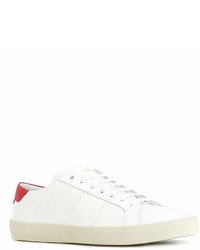 weiße Leder niedrige Sneakers von Saint Laurent