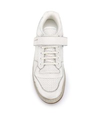 weiße Leder niedrige Sneakers von Saint Laurent