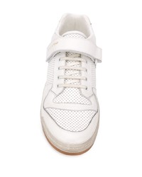 weiße Leder niedrige Sneakers von Saint Laurent