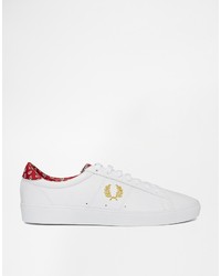 weiße Leder niedrige Sneakers von Fred Perry