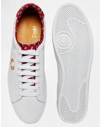 weiße Leder niedrige Sneakers von Fred Perry