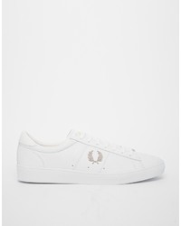 weiße Leder niedrige Sneakers von Fred Perry