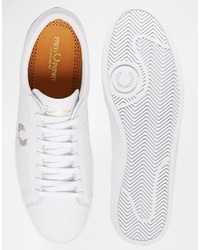 weiße Leder niedrige Sneakers von Fred Perry