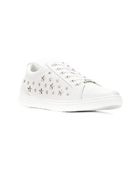 weiße Leder niedrige Sneakers von Jimmy Choo