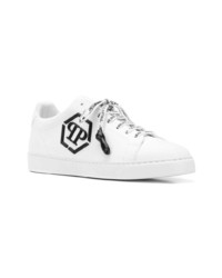 weiße Leder niedrige Sneakers von Philipp Plein