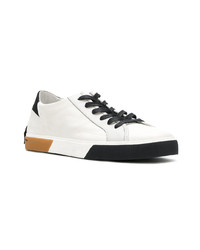 weiße Leder niedrige Sneakers von Crime London