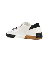 weiße Leder niedrige Sneakers von Crime London