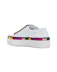 weiße Leder niedrige Sneakers von Etro