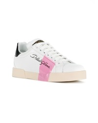 weiße Leder niedrige Sneakers von Dolce & Gabbana