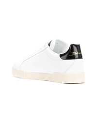 weiße Leder niedrige Sneakers von Dolce & Gabbana