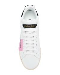 weiße Leder niedrige Sneakers von Dolce & Gabbana