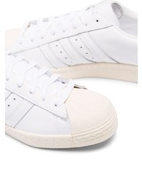 weiße Leder niedrige Sneakers von adidas