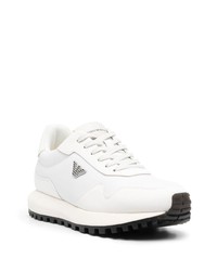 weiße Leder niedrige Sneakers von Emporio Armani