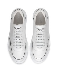 weiße Leder niedrige Sneakers von Prada