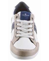 weiße Leder niedrige Sneakers von Tom Tailor