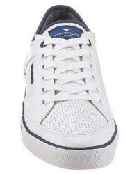 weiße Leder niedrige Sneakers von Tom Tailor