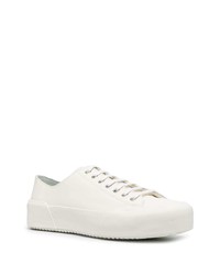 weiße Leder niedrige Sneakers von Jil Sander