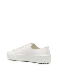 weiße Leder niedrige Sneakers von Jil Sander