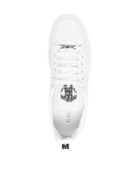 weiße Leder niedrige Sneakers von Roberto Cavalli