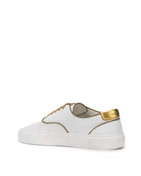 weiße Leder niedrige Sneakers von Saint Laurent