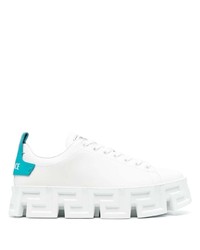 weiße Leder niedrige Sneakers von Versace