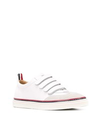 weiße Leder niedrige Sneakers von Thom Browne