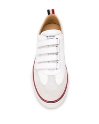 weiße Leder niedrige Sneakers von Thom Browne