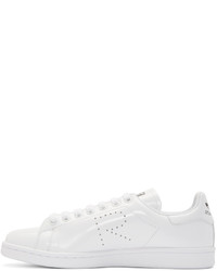 weiße Leder niedrige Sneakers von Raf Simons