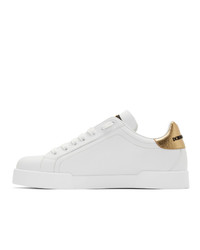 weiße Leder niedrige Sneakers von Dolce and Gabbana