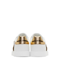 weiße Leder niedrige Sneakers von Dolce and Gabbana