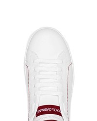 weiße Leder niedrige Sneakers von Dolce & Gabbana