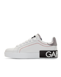 weiße Leder niedrige Sneakers von Dolce And Gabbana
