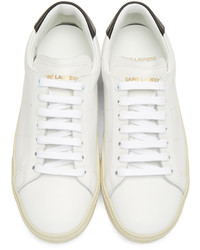 weiße Leder niedrige Sneakers von Saint Laurent