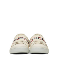 weiße Leder niedrige Sneakers von Gucci