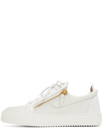 weiße Leder niedrige Sneakers von Giuseppe Zanotti