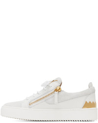 weiße Leder niedrige Sneakers von Giuseppe Zanotti