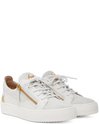 weiße Leder niedrige Sneakers von Giuseppe Zanotti