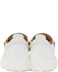 weiße Leder niedrige Sneakers von Giuseppe Zanotti