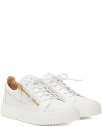 weiße Leder niedrige Sneakers von Giuseppe Zanotti