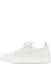 weiße Leder niedrige Sneakers von Giuseppe Zanotti