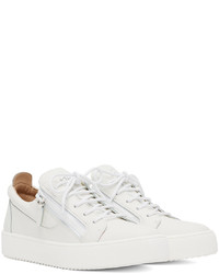 weiße Leder niedrige Sneakers von Giuseppe Zanotti